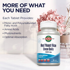 Nutrition facts label detail on KAL red yeast rice bottle
