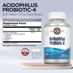 Product label showing four probiotic strains