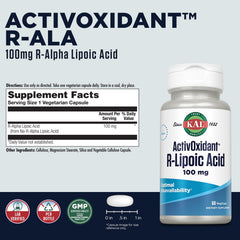 Back label of Kal ActivOxidant bottle showing supplement facts