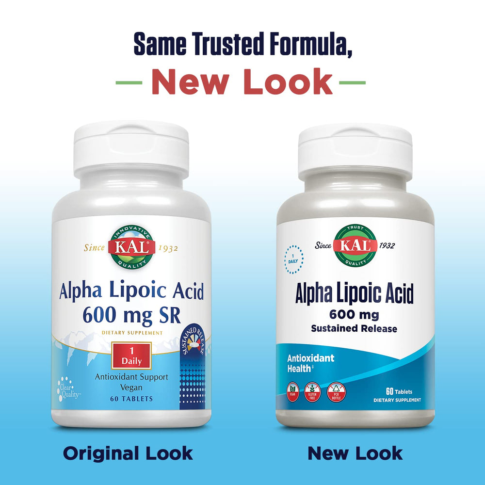 Supplement facts label for KAL Alpha Lipoic Acid SR