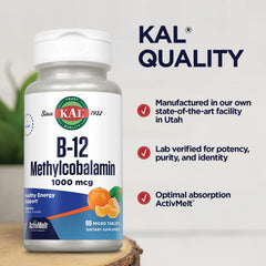 Packaging for KAL Methyl B12 1000mcg with Tangerine flavor