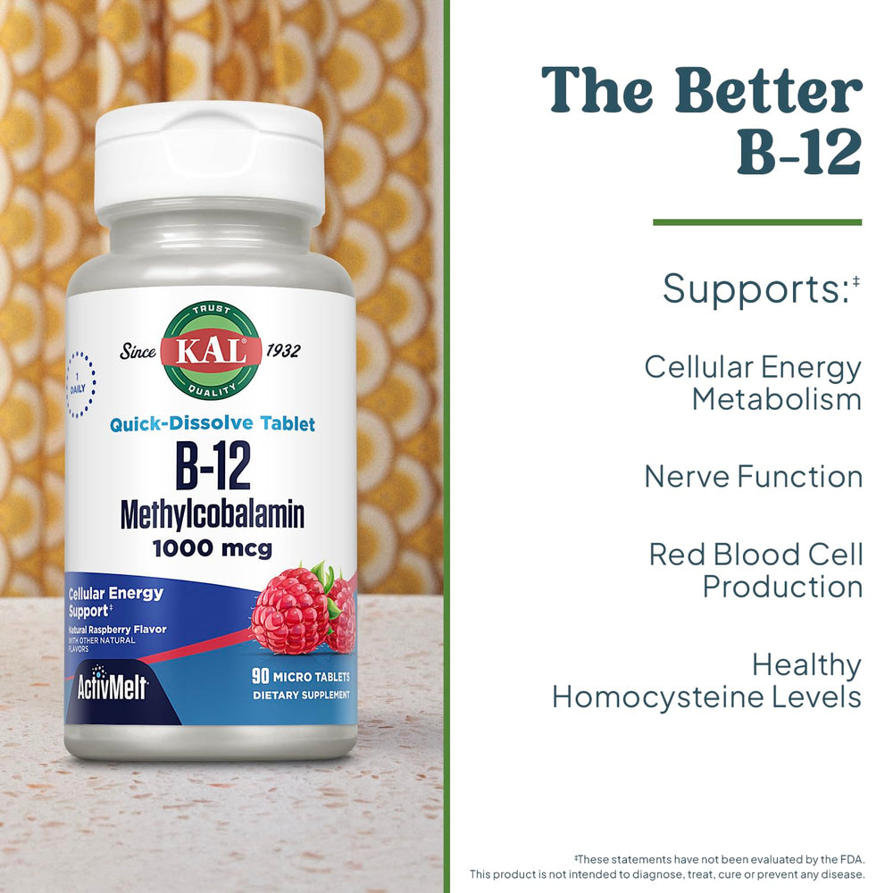 Supplement facts showing 1000 mcg methylcobalamin per tablet