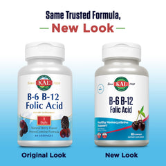 Package of KAL Vitamin B-6 B-12 Folic Acid cherry lozenges