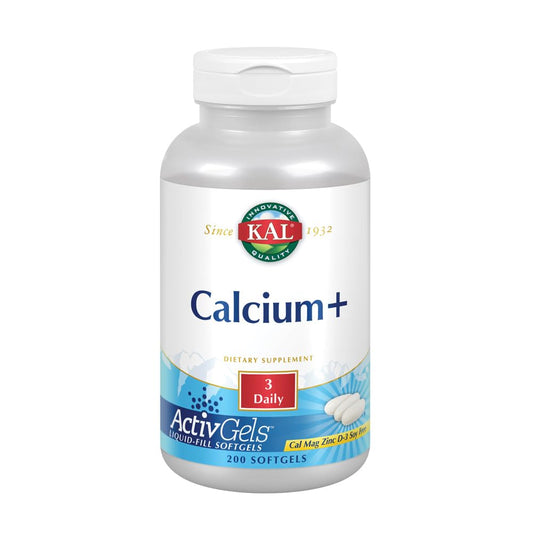 Front view of KAL Calcium Plus Tablets bottle