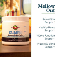 Label highlighting 350 mg chelated magnesium glycinate per serving