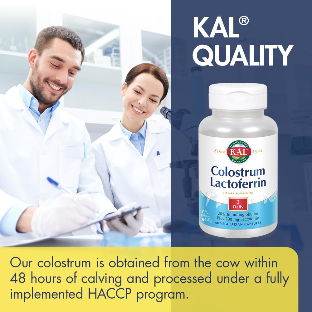Front view of KAL Colostrum Lactoferrin bottle