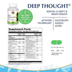 KAL Deep Thought Tablets bottle label close-up showing ingredients