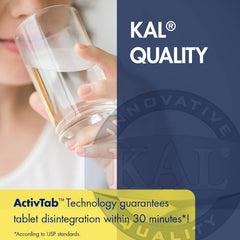 Bottle and packaging of KAL DHEA Vegetarian Tablets 25 mg 60 count