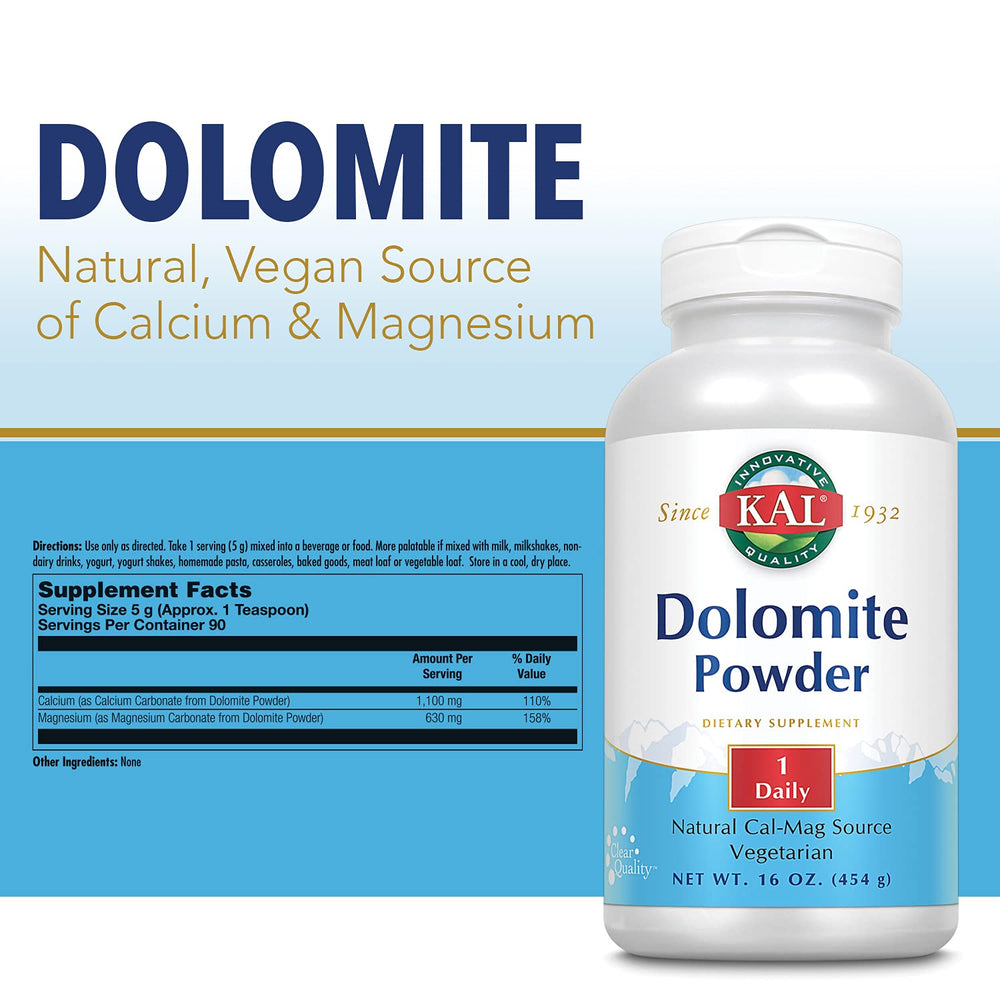 Kal Dolomite Powder 16 Ounce label close-up
