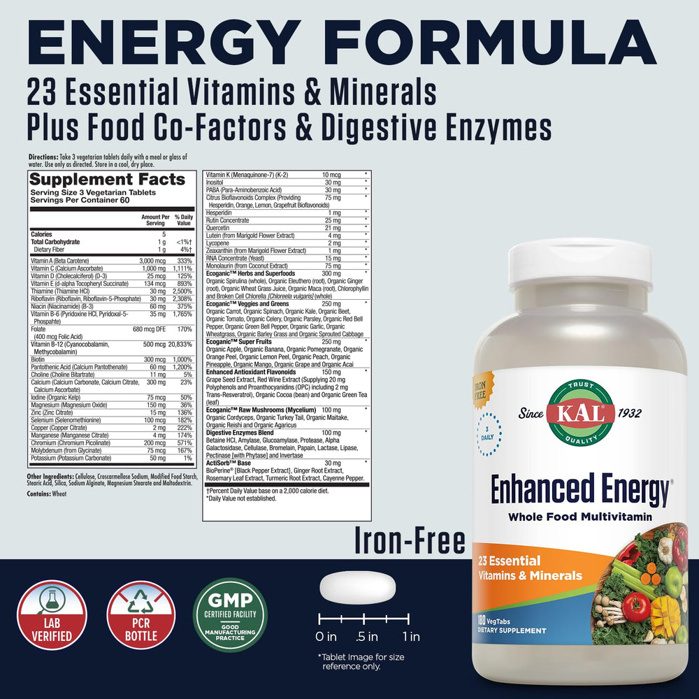 KAL Enhanced Energy Multivitamin packaging