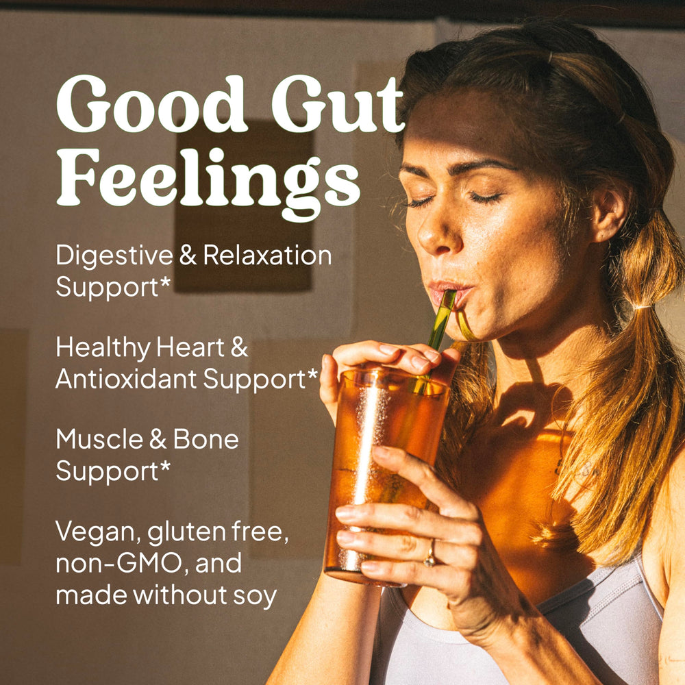 Digestive support imagery for KAL Gut Magnesium Plus Aloe Vera Lemon Drink Mix.