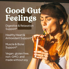 Digestive support imagery for KAL Gut Magnesium Plus Aloe Vera Lemon Drink Mix.