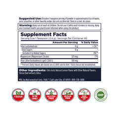 Ingredients label for KAL Gut Magnesium Plus Aloe Vera Lemon Drink Mix.
