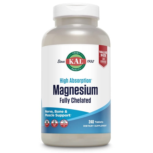 KAL Magnesium Glycinate 240-tablet bottle label
