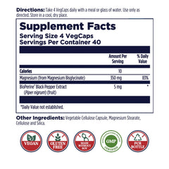 Close-up of KAL magnesium glycinate capsules