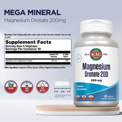 KAL Magnesium Orotate 200 mg vegetarian capsules