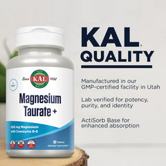 KAL Magnesium Taurate 400mg Plus CoEnzyme Vitamin B6 capsules