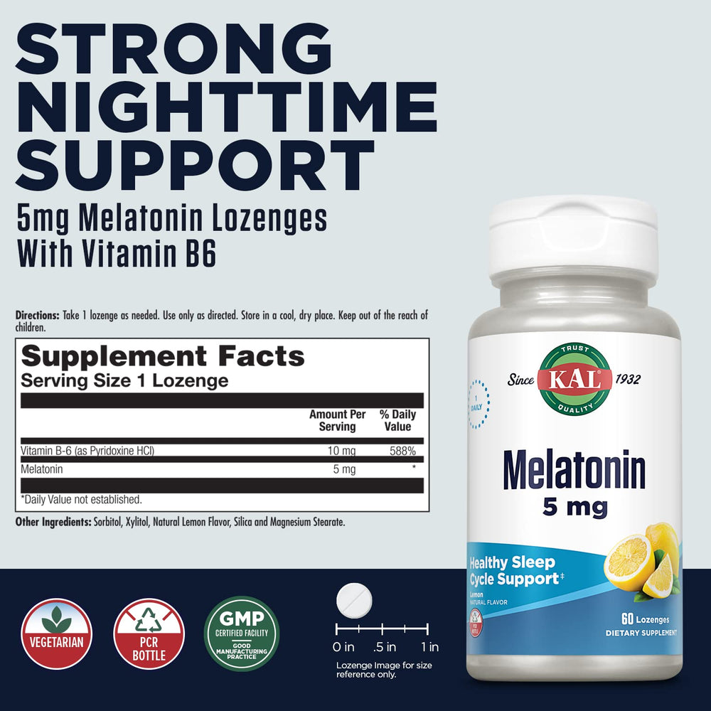 Sleep support with Vitamin B6 included in melatonin lozenges