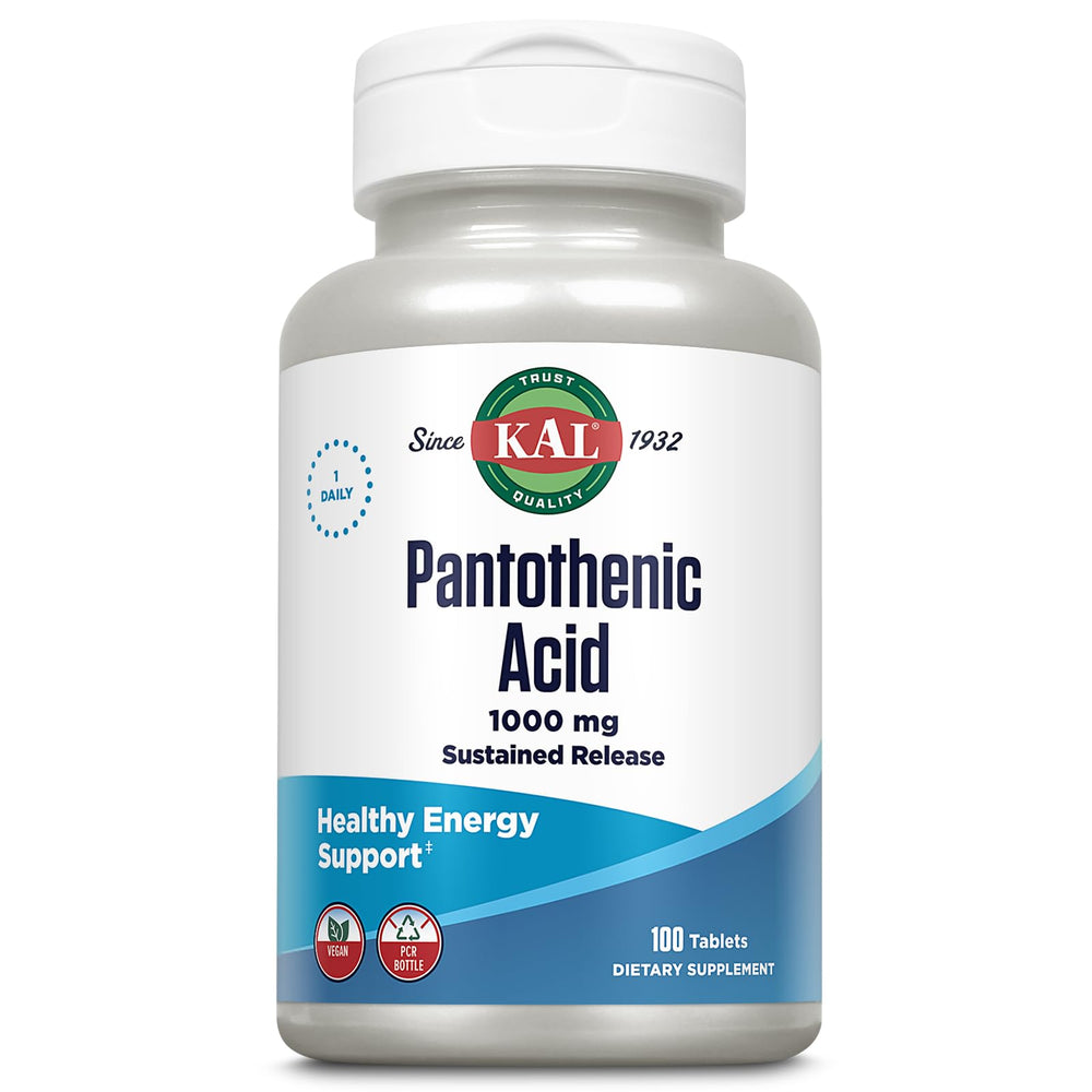 Front view of KAL Pantothenic Acid 1000mg bottle