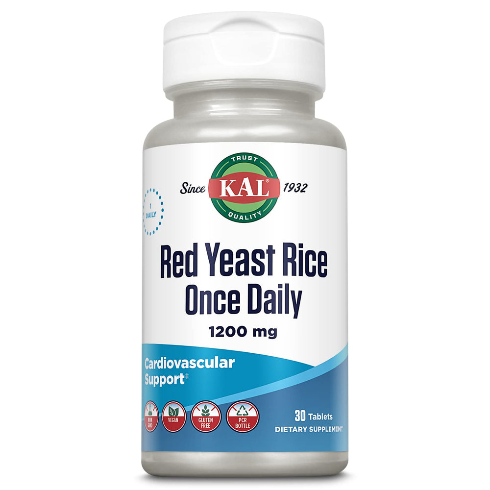 KAL Red Yeast Rice bottle with 1200 mg per tablet label