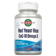 KAL Red Yeast Rice COQ10 Omega 3 soft gel bottle front view