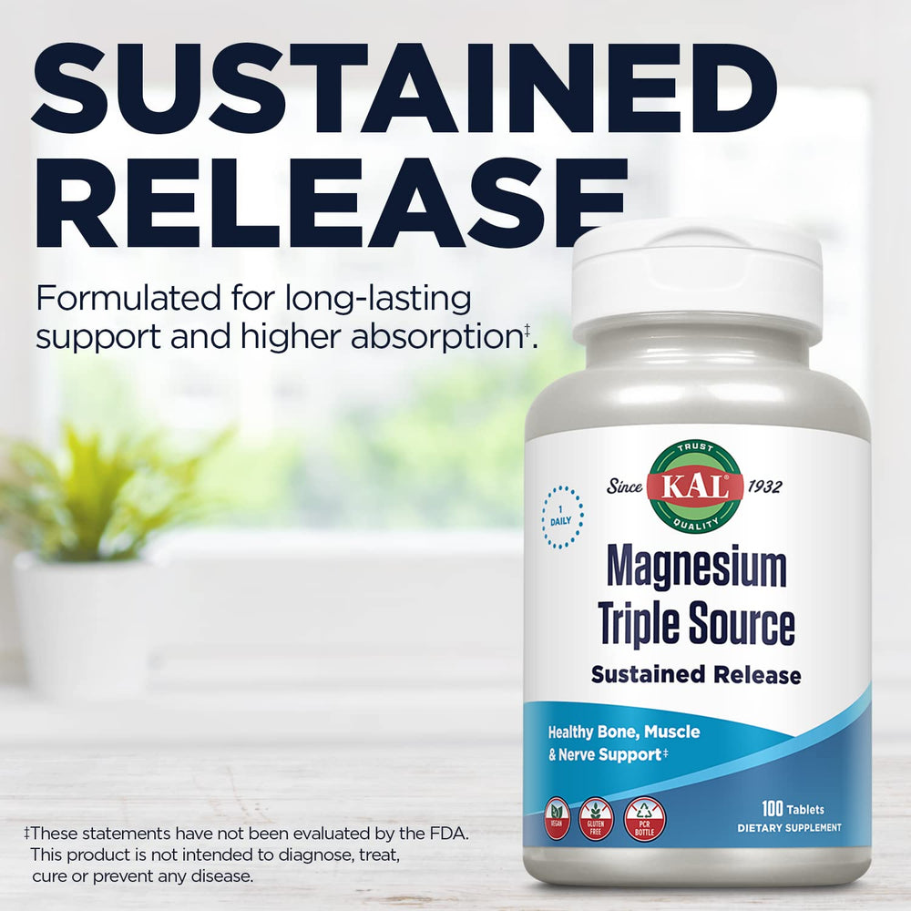 Nutrition label highlighting 100 servings and 500 mg magnesium per tablet