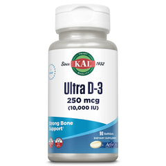 KAL Ultra Vitamin D3 10000 IU softgels bottle front label