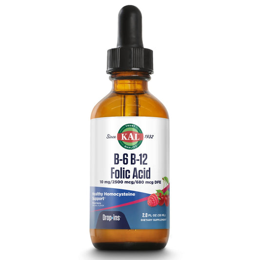 KAL Vitamin B-6 B-12 Folic Acid DropIns berry flavor bottle front view