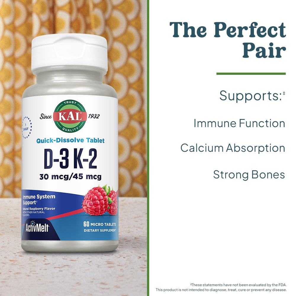 Sealed bottle of KAL Vitamin D3 K2 ActivMelts