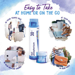 Close-up of Kali Phosphoricum 30C quick-dissolving pellets