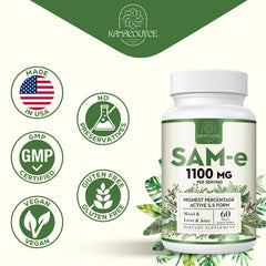 Product packaging and tablets overview of Kanacoufce SAM-e 1100mg