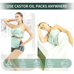 Zipper pocket on castor oil belly wrap for adding a heat or cold pack