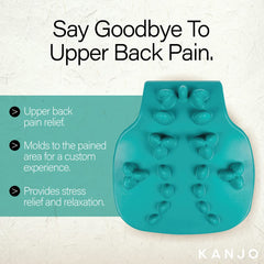 Person lying on Kanjo cushion for upper back and neck relief