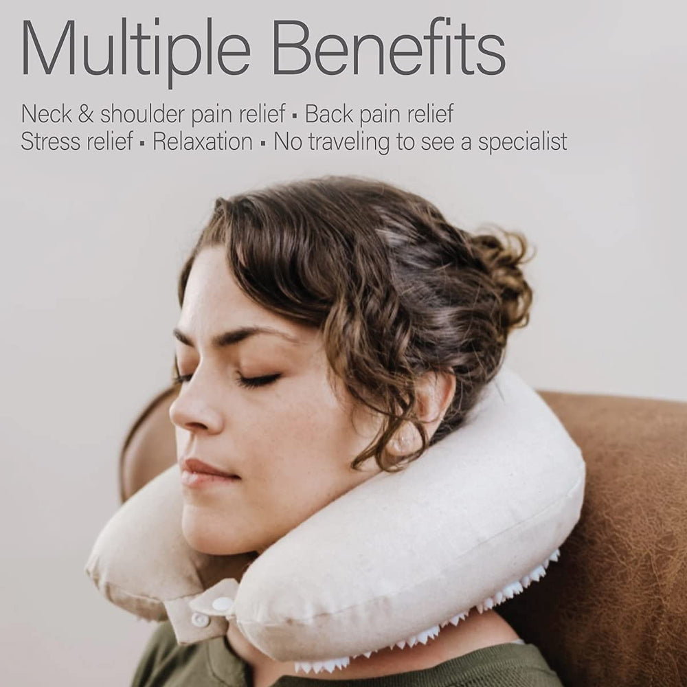 Lifestyle image of the pillow in-use during travel