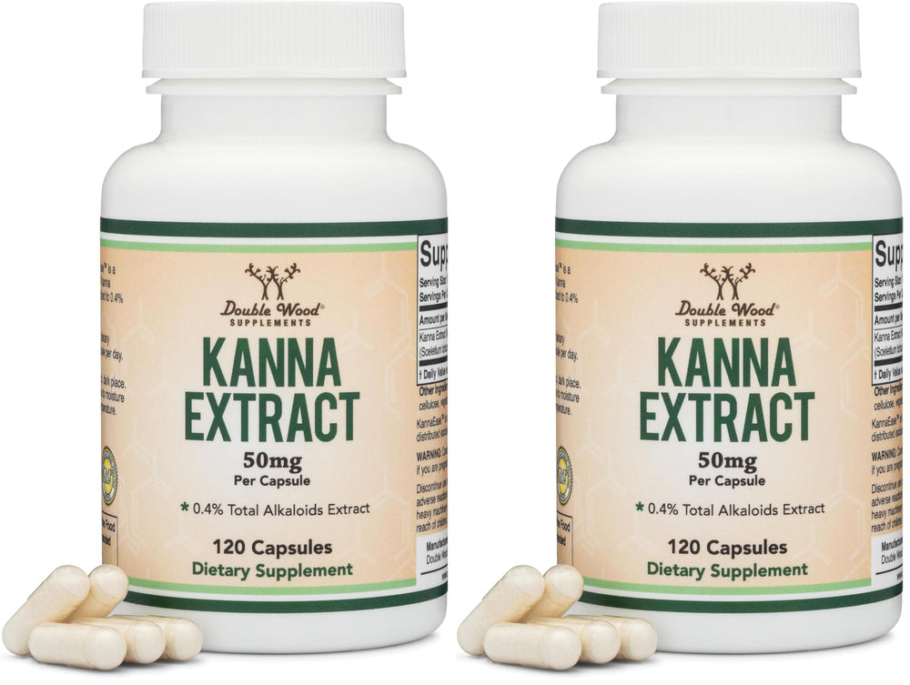 Front view of Kanna Extract Supplement Pack of 2 bottles