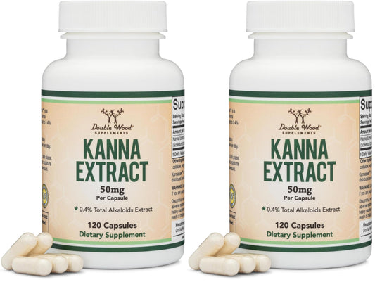 Front view of Kanna Extract Supplement Pack of 2 bottles