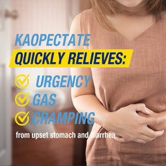 Kaopectate caplets being dispensed to illustrate portable comfort.