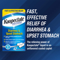 Kaopectate caplets close-up label highlighting on-the-go relief.