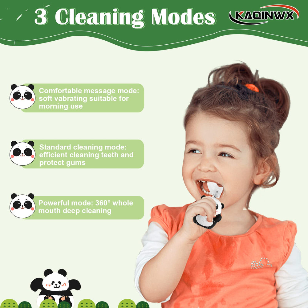 KAQINWX Kids U Shaped toothbrush panda design side view