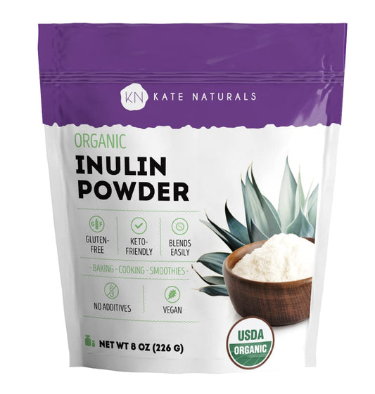 Kate Naturals Inulin Powder Organic Blue Agave 8oz bottle