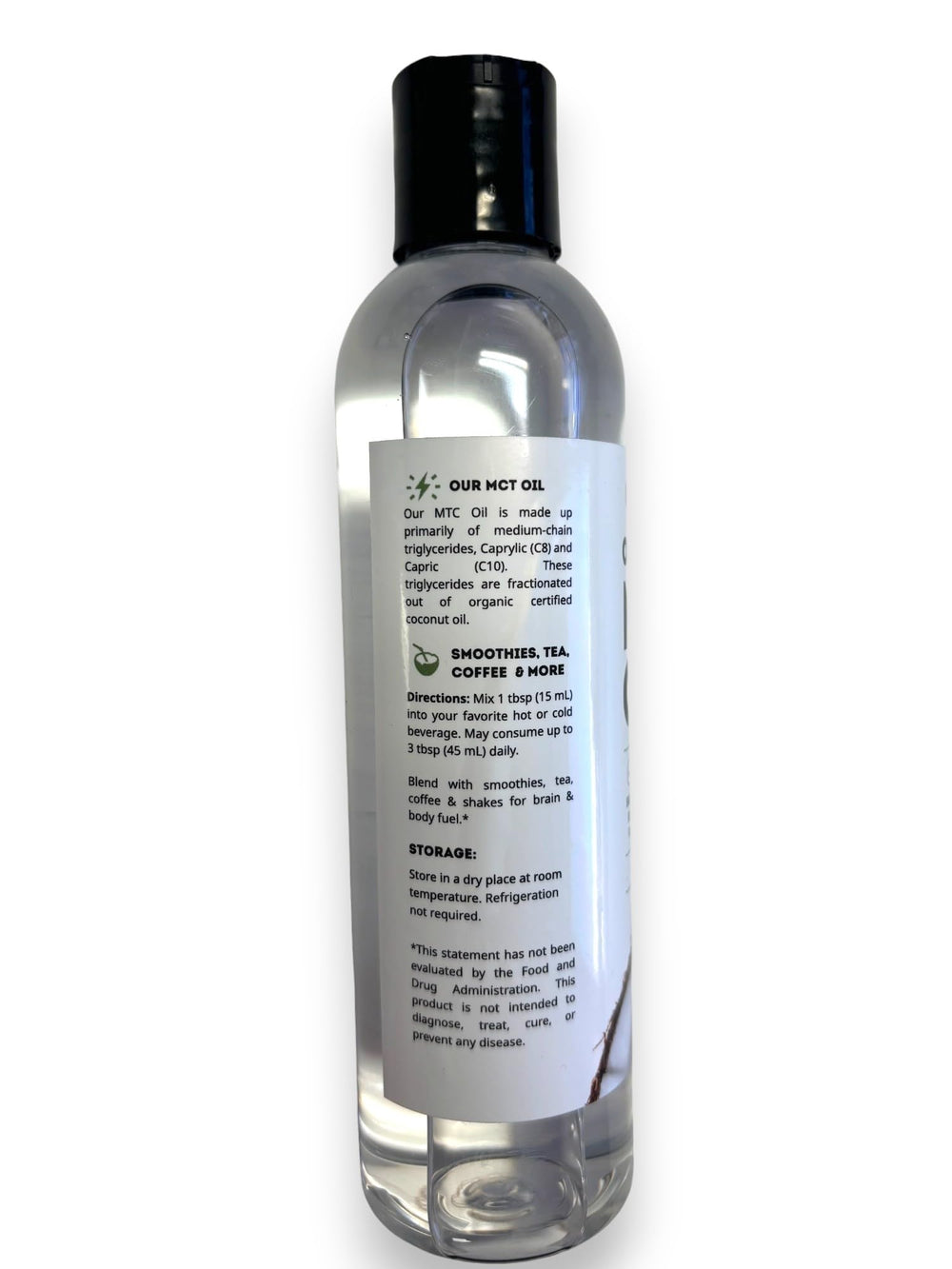 Ingredients and organic certification details of Kate Naturals MCT Oil