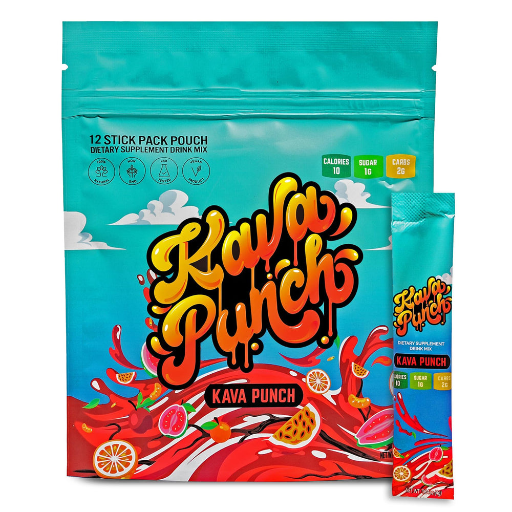 KAVA PUNCH Relaxation Drink Mix 12-stick pack – front view