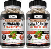 Front view of Kaya Naturals Ashwagandha 1300mg bottle