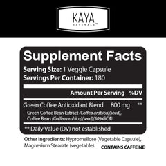 Capsules of Kaya Naturals Green Coffee Bean Extract