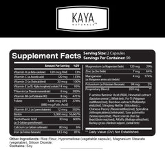 Close-up of Kaya Naturals Hair Skin Nails bottle
