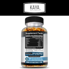 Close-up of Kaya Naturals Omega-3 softgels in bottle