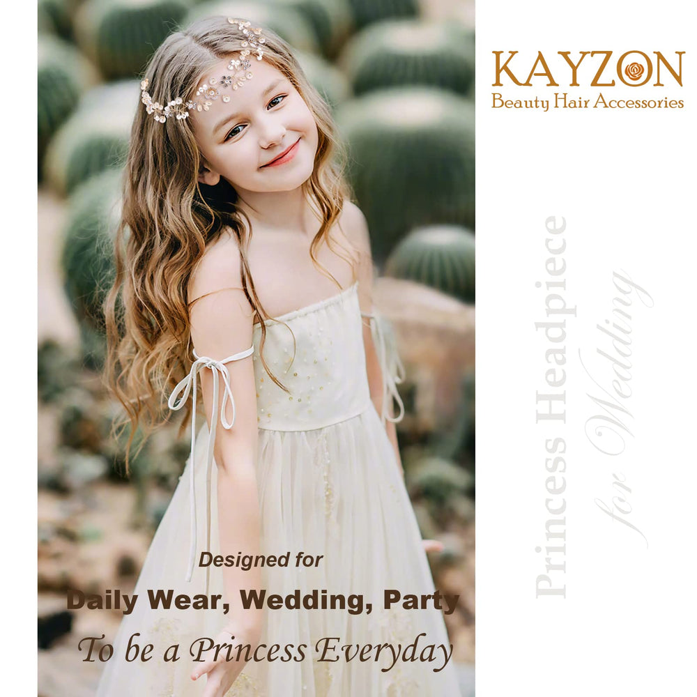 KAYZON princess headband adds rhinestones and floral detail for weddings.