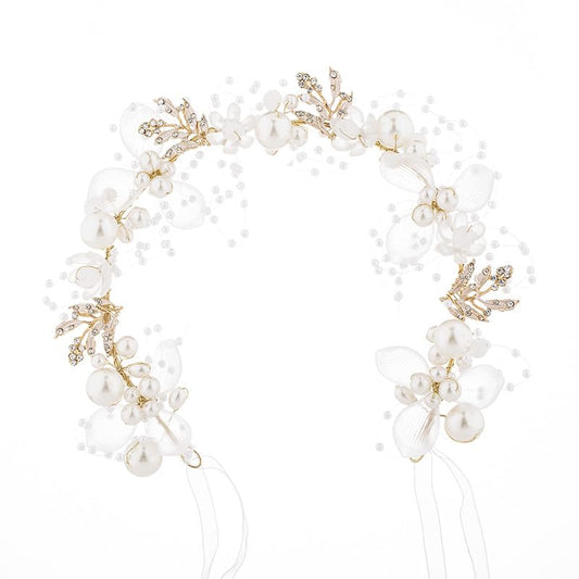 Kayzon kids headpiece with pearl flowers for secure bridal party sparkle.