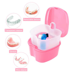 Denture holder case with detachable drain basket