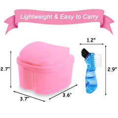 Travel-friendly denture cleaning container setup
